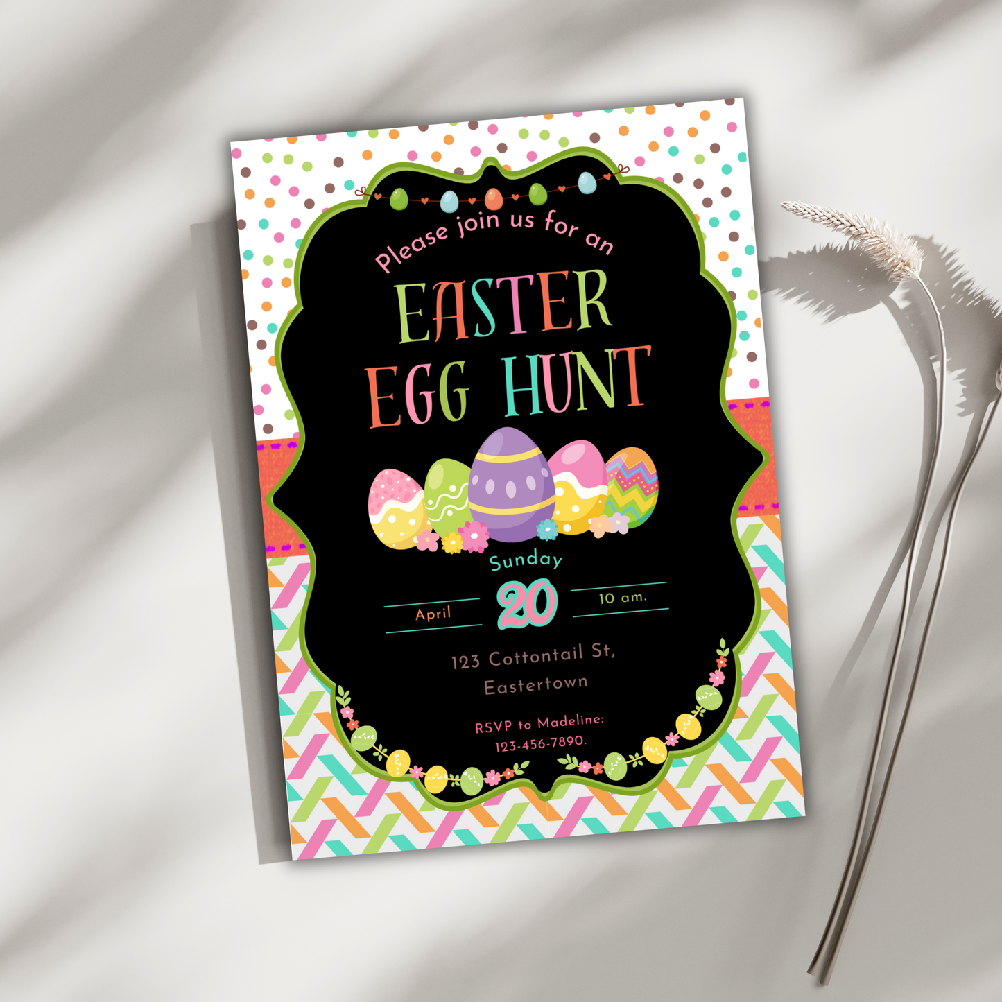 Easter Egg Hunt & Brunch Lunch Invitations | Editable Digital Download | Customizable Canva Templates for Lunch, Dinner & More!