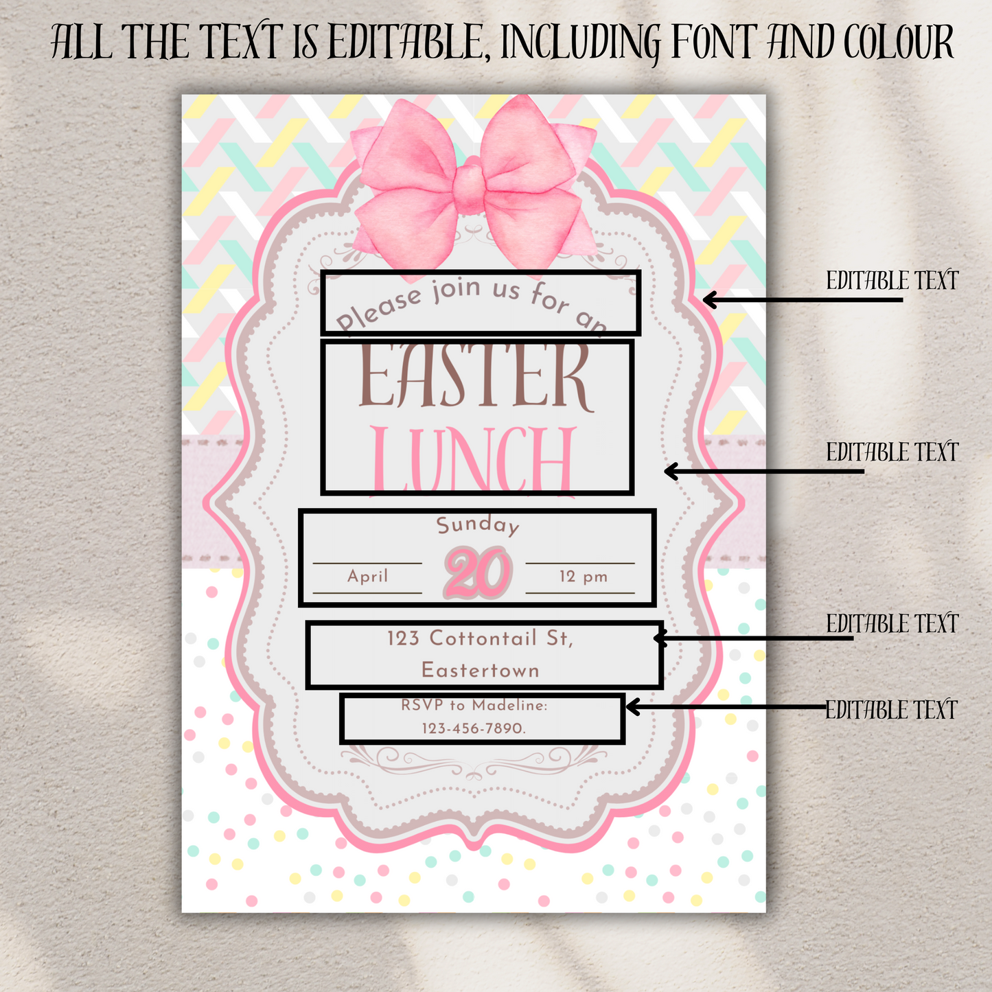 Customizable Easter Lunch Invitations | Editable Digital Download for Egg Hunt, Brunch, & Dinner | Printable – Personalized & Ready to Use!