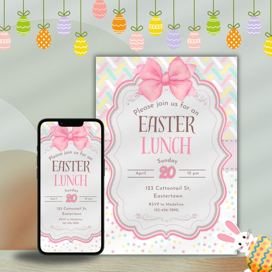 Customizable Easter Lunch Invitations | Editable Digital Download for Egg Hunt, Brunch, & Dinner | Printable Canva Templates – Personalized & Ready to Use!