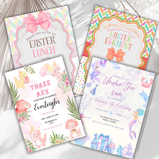 Custom Made Birthday Invitations to Match Chosen Theme Personalized Digital Download