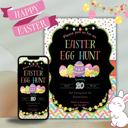 Easter Egg Hunt & Brunch Lunch Invitations | Editable Digital Download | Customizable Canva Templates for Lunch, Dinner & More!