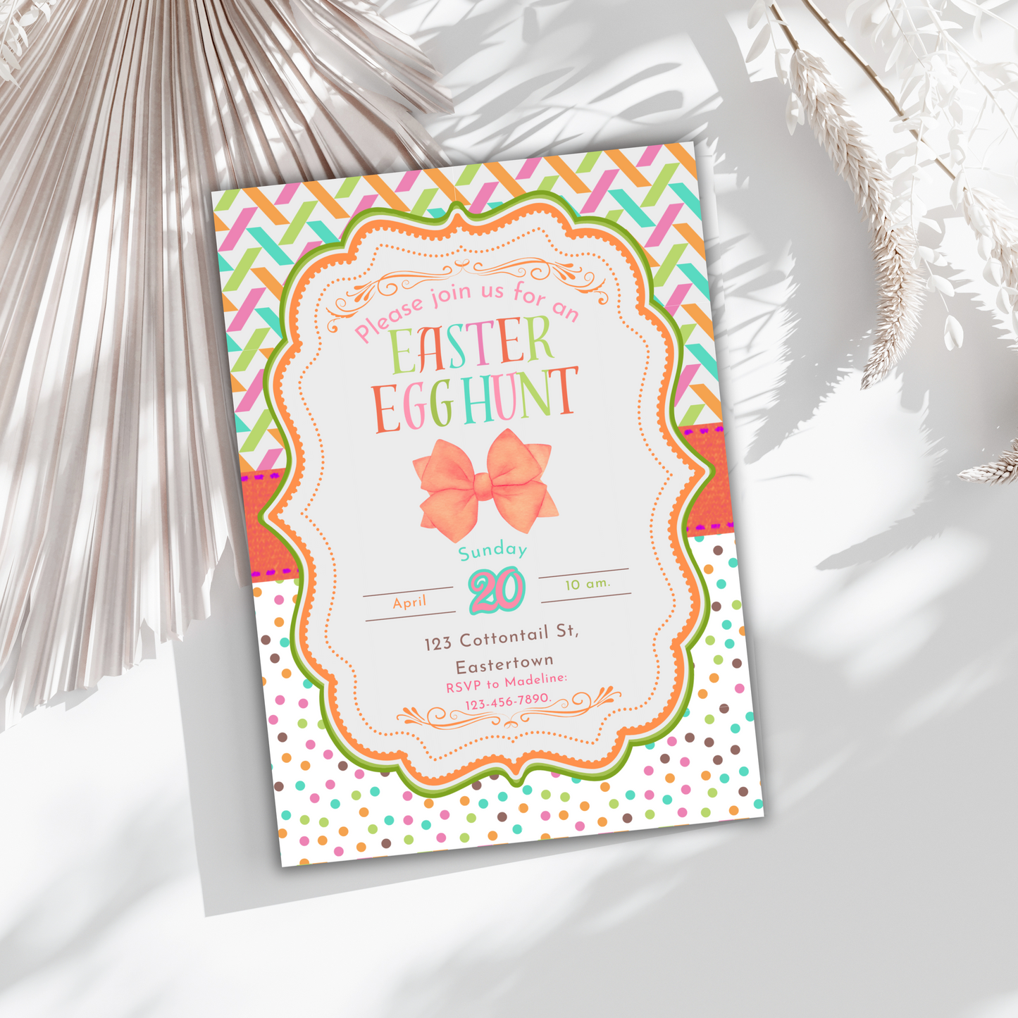 Easter Egg Hunt Invitation Editable Digital Download, Easter Lunch Brunch Dinner Invites Printable Canva Custom and Personalized Templates