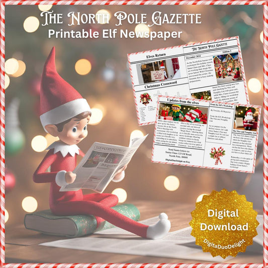 Holiday Magical Elf Newspaper, Miniature Prop, Digital Download File Printable