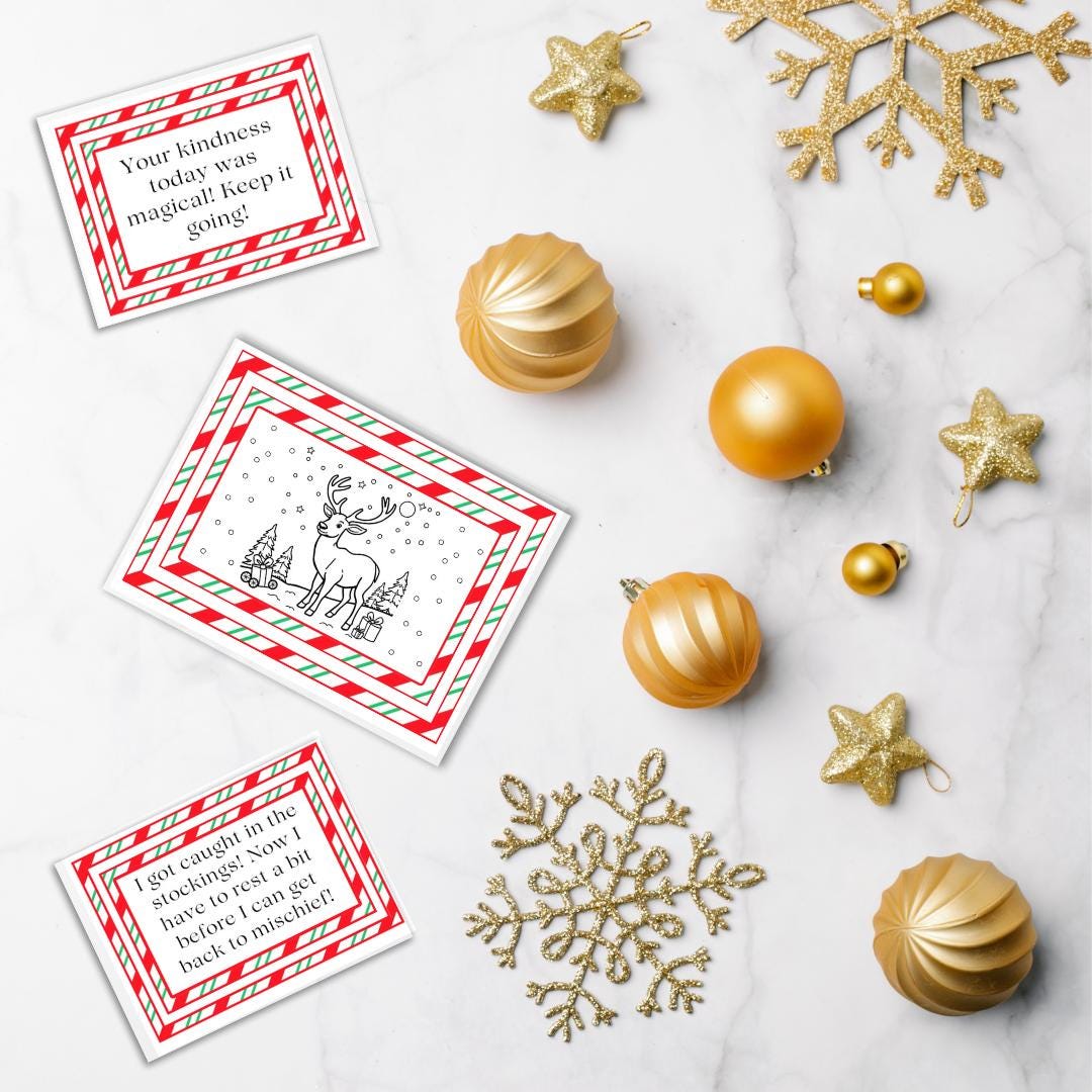 Holiday Elf notes cards activities bundle, Miniature Prop Kit Digital Download File Printable customizable Christmas Holiday ELF ideas