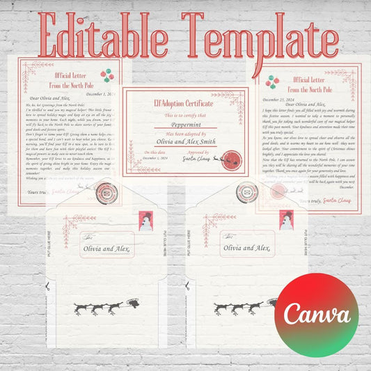 Magical Elf Welcome letters Customizable Letters, Christmas Elf Props, Welcome Elf, Adoption certificate Santa Claus Printable
