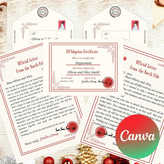 Magical Elf Welcome letters Customizable Letters, Christmas Elf Props, Welcome Elf, Adoption certificate Santa Claus Printable