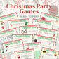 Christmas party games, printable games dinner table riddles scavenger holiday edition bundle truth dare mad libs trivia selfie elf snowman