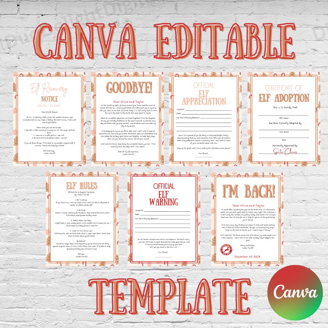 Customizable Elf Letters Minimalistic, Canva Editable Template, Christmas Elf Props, Elf adoption, Welcome Letter, Santa letter Printable