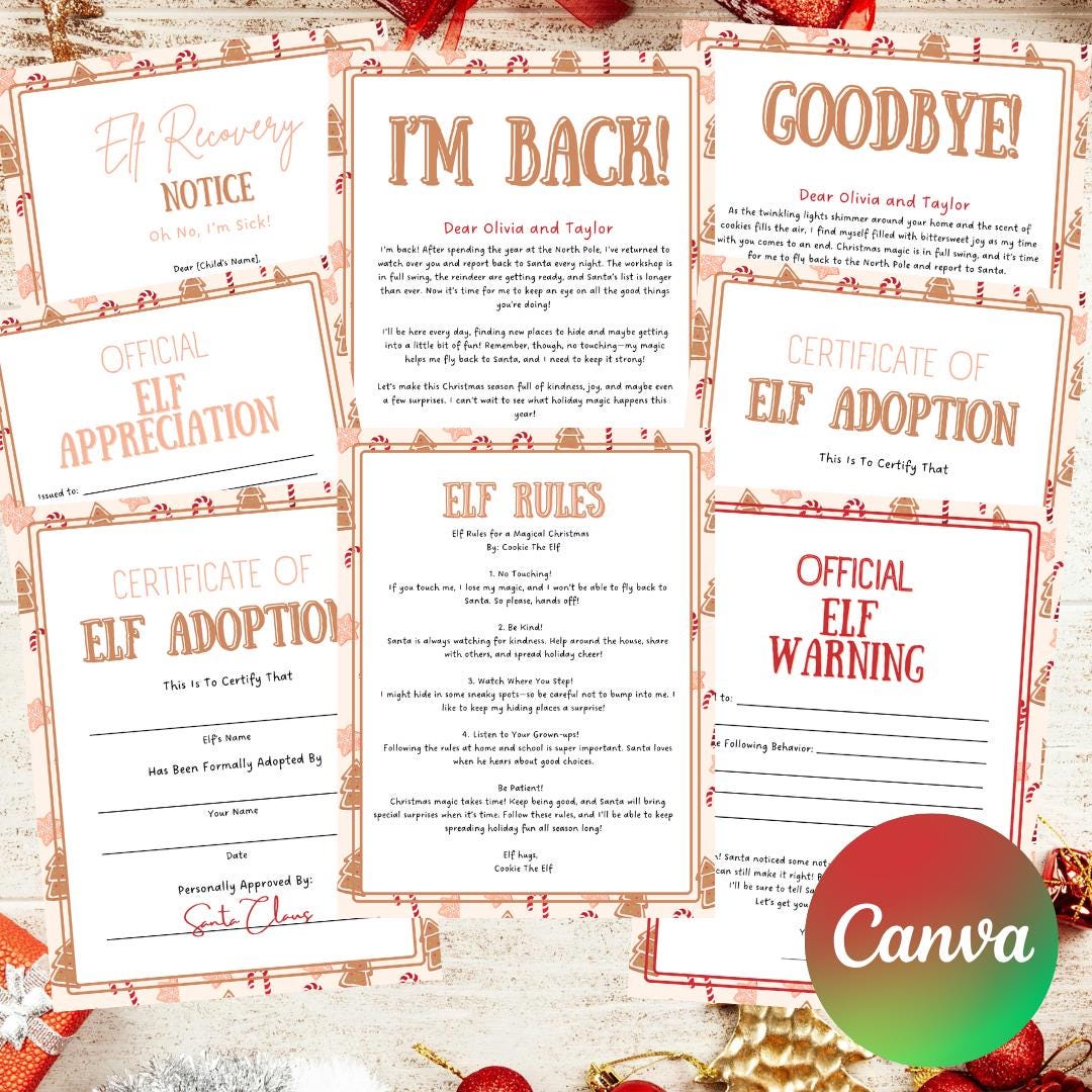 Customizable Elf Letters Minimalistic, Canva Editable Template, Christmas Elf Props, Elf adoption, Welcome Letter, Santa letter Printable