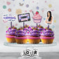 Pop Singer Themed Purple Cupcake treat toppers, inspired by Olivia cake topper, pop star party kids, teen, adult. Birthday decor
