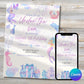 Mermaid Themed Birthday Party Invitation Under the Sea Ocean Pool and Beach party Girls Pink Purple Watercolor themes