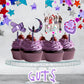 Pop Singer Themed Purple Cupcake treat toppers, inspired by Olivia cake topper, pop star party kids, teen, adult. Birthday decor