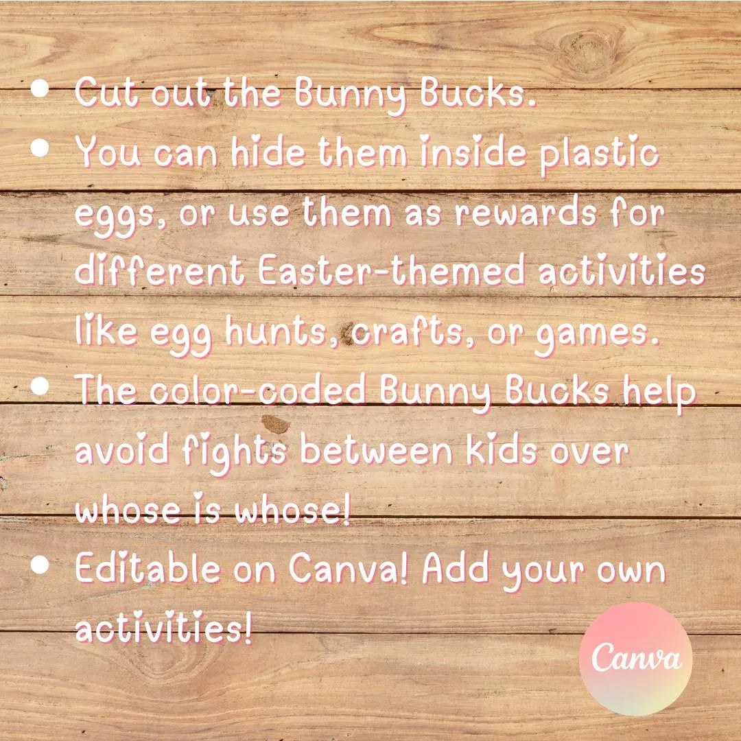 Bunny Bucks, Egg Fillers Easter bunny Egg hunt, Kids Easter activities, Easter Basket filler coupons, Canva Editable Custom, Printable download