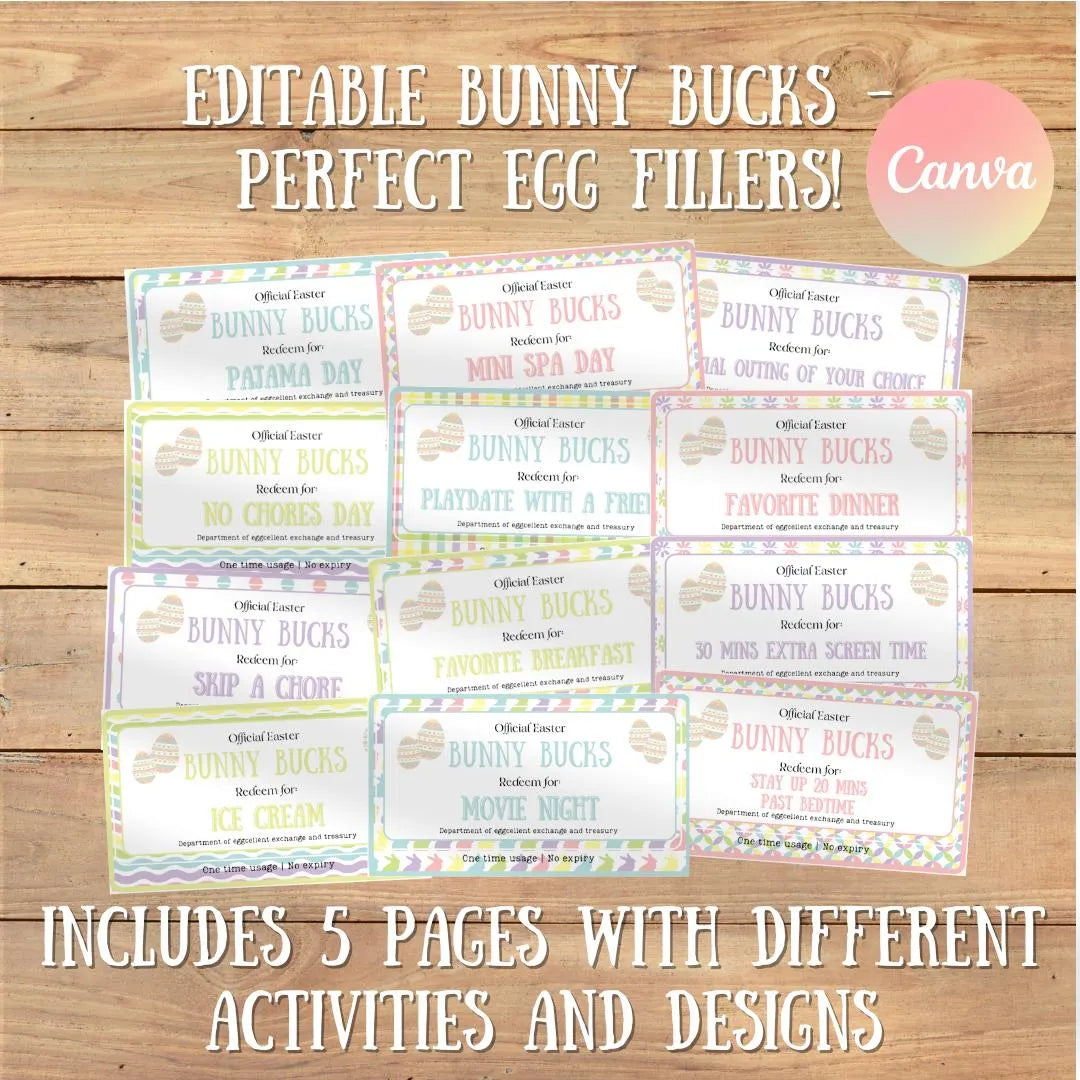 Easter Bunny Bundle Egg hunt, 12+ Printable Bunny surprises, letters coupons, Kids/Teens Easter Activities, Template, Customizable