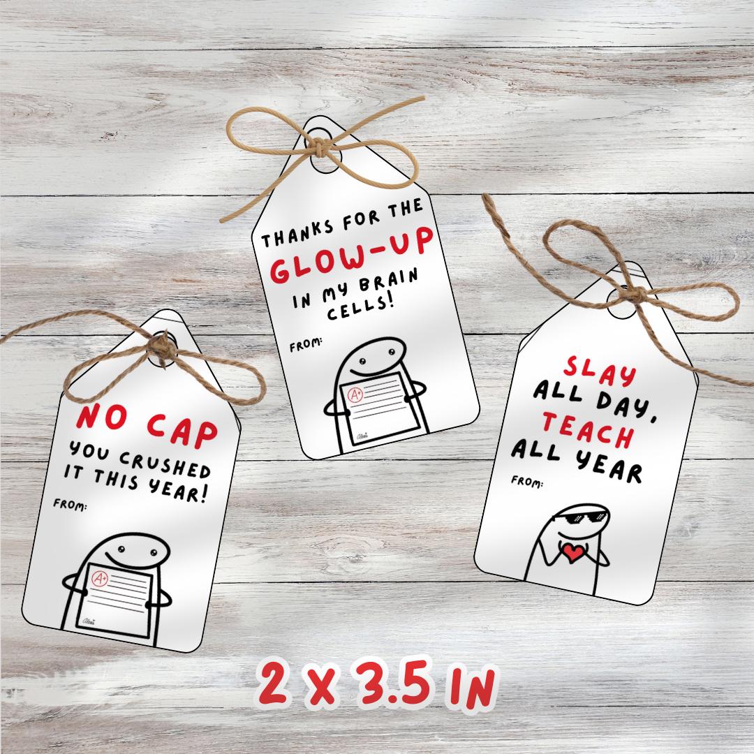 Kids Slang Teacher Gift Tags, End of Year Printable Tags from Kids, Gen Z Gen Alpha Slang, Instant Download, 12 Tags instant download PDF