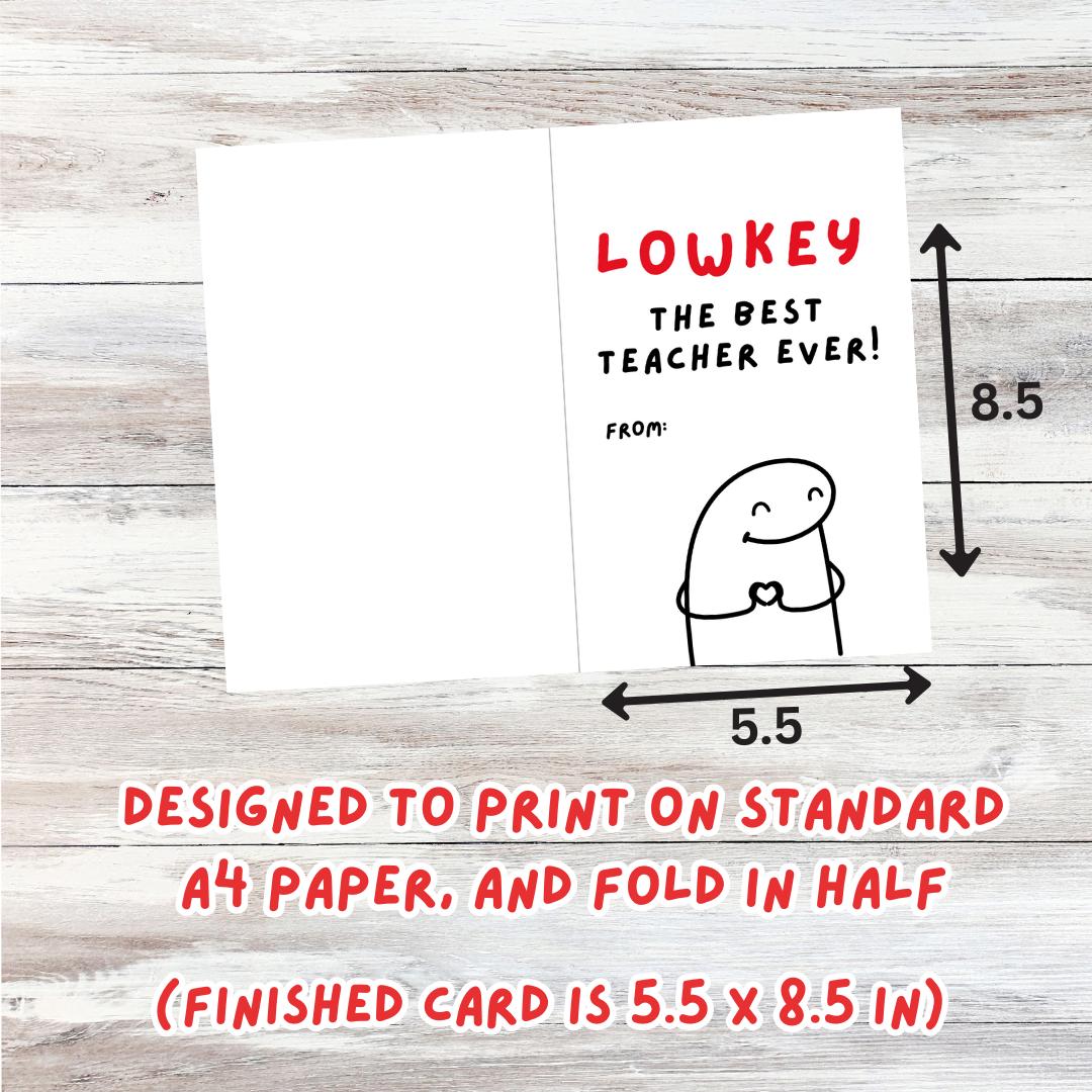 Kids Slang Teacher Appreciation Card, 6 Funny slang teacher cards Printable Digital Download, A4 Print at Home DIY, Kids Thank You card