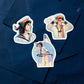 12 pc Conan Wishbone Sticker Pack, Gray Pop star Collectable Decals, Kids teens music gift decoration, glossy holographic sticker paper