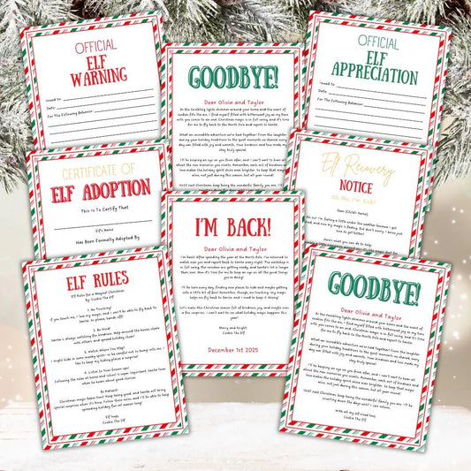 Customizable Elf letters, Christmas Printables Canva editable PDF, Kids Christmas Santa Letters, Custom gift 7 pcs