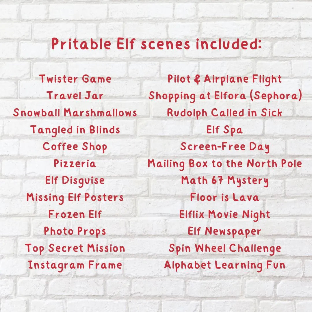 Printable Elf Scenes Lot of 24 Props Christmas Setup Letters Notes Activities Accessories Coloring Pages Instant Digital Download