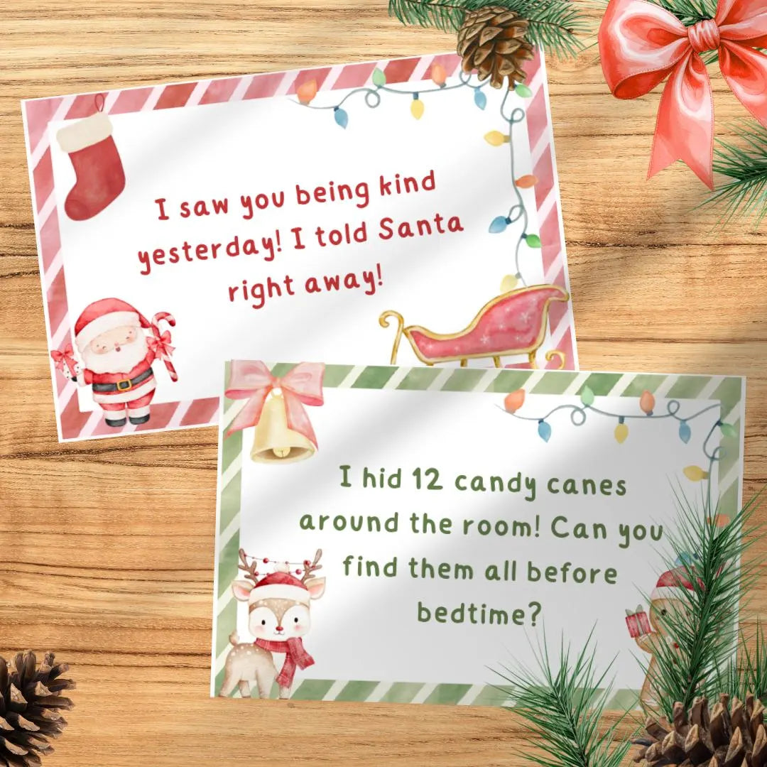 Custom Elf Notes, Christmas Holiday Elf Scene, Santa letter, activities editable Canva template, DIY Last Minute Props