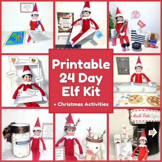 Printable Elf Scenes Lot of 24 Props Christmas Setup Letters Notes Activities Accessories Coloring Pages Instant Digital Download