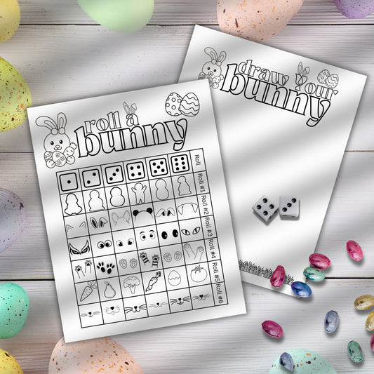 Printable Easter Roll A Bunny Dice Game - Kids Easter Activity - Family Party Game Night - Homeschool Classroom Fun