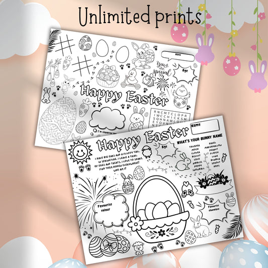 Easter Printable Worksheets Colouring Children Kids Coloring School Homeschool Journal Bunny Egg Hunt Digital Download