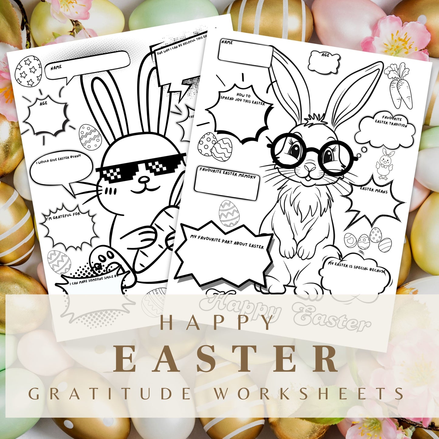 Kids Easter Coloring Pages - Printable Activity Worksheets - Homeschool Preschool Learning Fun Digital Download